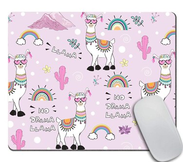 Amcove Cute Cartoon Llama with an Inscription no Drama Llama on a Pink Background Mousepad,Funny Mousepad,Mousepad,Desk Accessory,Cute Mousepad 9.5 X 7.9 Inch (240mmX200mmX3mm)