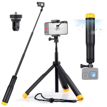 GEPULY Floating Hand Grip Underwater Waterproof Selfie Stick for GoPro Hero 13 12 11 10 9 8 7 6 5 4 3,Floating Tripod, Hand Grip,Selfie Stick Pole,Tripod Stand, Extended Monopod Go Pro Accessories