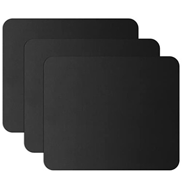 JIKIOU Mouse Pad with Comfortable Edge, 3 Pack Premium-Textured &amp; Washable Mousepad Bulk with Non-Slip Rubber Base, Mouse Pads for Computers, Laptop, PC, Office &amp; Home, 9.45 x 7.87 in, Black
