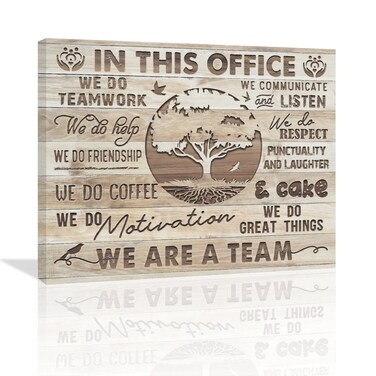 In This Office Canvas Wall Art Motivational Wall Art for Office We are A Team Inspirational Quotes Wall Decor Teamwork Wall Art Tree Background Modern Office Wall Decor Painting Prints Artwork Framed