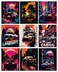 BAYKUL Japanese Car Wall Art Prints, Japan Sports Car Racing Art Posters (8"x10" Unframed), Street Car Canvas Art Painting for Living Room Boys Room Wall Decor, Set of 6