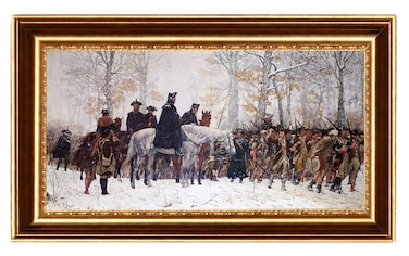 ELITEART-The March to Valley Forge George Washington and the Veterans of his Army by William B. T. Trego Oil Painting Reproduction Giclee Wall Art Canvas Prints - Framed Size:35.5"x21
