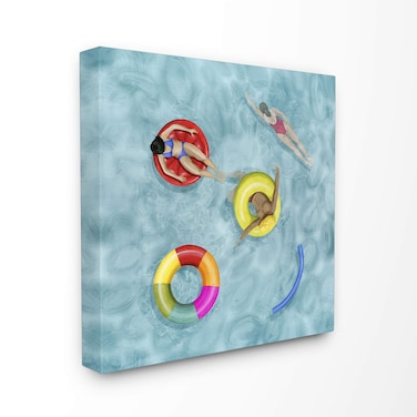 Stupell Industries Pool Floats Swimming Beach Summer Painting Canvas Wall Art, 30 x 30, Design by Artist Grace Popp