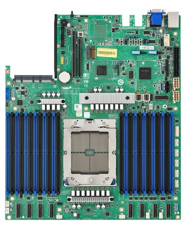 Tyan 1S AMD EPYC Genoa Motherboard, 12" x 14" w/Proprietary mounting Holes, 24 DIMM Slots, 2 PCIe 5.0 Riser Slots, 9X PCIe 5.0 x8 MCIO, (1) GbE Dedicated for IPMI