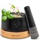 Granite Mortar and Pestle Set - 2 Cups - for Fine Grinding Results - Includes Sustainable FSC&reg; Wood Base - Easy to Clean