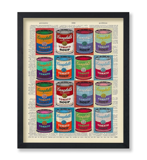 Poster Master Dictionary Art Poster - Campbell&#39;s Soup Cans Print - Warhol Art - Tomato Soup Art - Pop Art - Gift for Men &amp; Women - Wall Decor for Living Room, Bedroom or Dorm - 8x10 UNFRAMED Wall Art