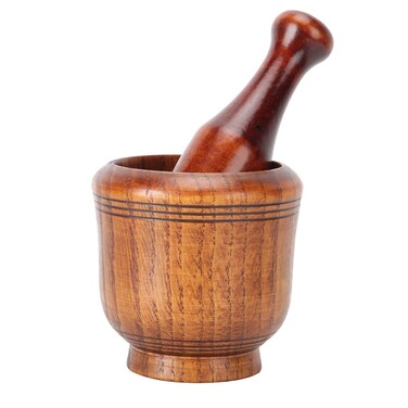 Luvitory Mortar and Pestle Set, Wooden Spice Grinder Manual Garlic Masher Pepper Press Ginger Crusher Herb Spices Grinder Set Kitchen Gadgets