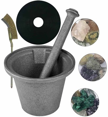 Rock Crusher Cast Iron Mortar and Pestle Rock-Ore Crusher Spice Grinder Thai Mortar and Pestle (Large Diameter 6.5'')