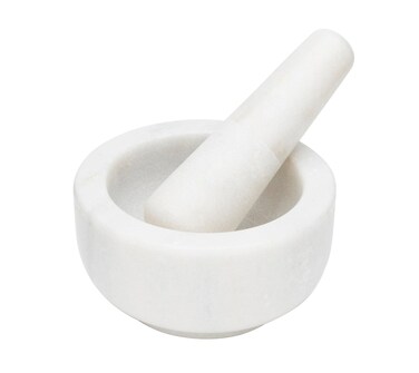 Fox Run Mortar and Pestle, Marble, White , 4.75