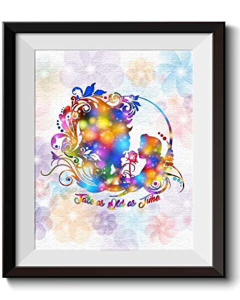Uhomate Beauty and the Beast Princess Belle Beauty Beast Home Canvas Prints Wall Art Inspirational Quotes Wall Decor Living Room Bedroom Bathroom Artwork C055 (8X10)