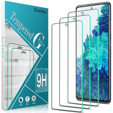 Slanku [3 Pack] Screen Protector for Samsung Galaxy S20 FE, S20 FE 5G Tempered Glass, Support Fingerprint Reader, No-Bubbles, Anti-Scratch, Easy to install