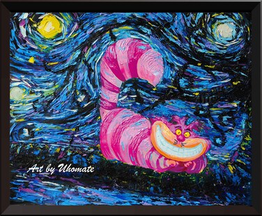 Uhomate Alice in Wonderland Cheshire Cat Alice Wonderland Vincent Van Gogh Starry Night Posters Home Canvas Wall Art Nursery Decor Living Room Wall Decor A009 (13X19)