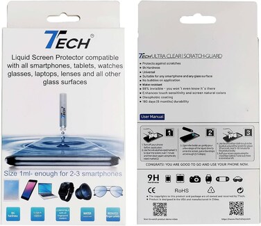 7TECH Phone Scratch Remover and Cracked Repair Liquid Liquid Glass Screen Protector   Universal Nano Protection Suitable for All Phones Tablets Smart Watches (up to 3 Devices)
