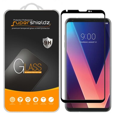 Supershieldz Designed for LG (V30 Plus) Tempered Glass Screen Protector, (Full Screen Coverage) Anti Scratch, Bubble Free (Black)