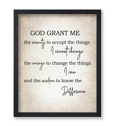 Poster Master Serenity Prayer Poster - God Grant Me Sign Print - Motivational Quote Art - Scripture Prayer Art - Gift for Men, Women - Minimal Decor for Bedroom, Living Room - 8x10 UNFRAMED Wall Art