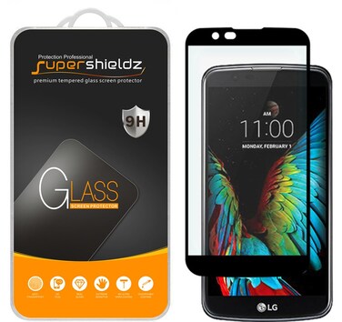 Supershieldz Designed for (LG K10) Tempered Glass Screen Protector, (Full Screen Coverage) Anti Scratch, Bubble Free (Black)
