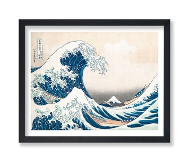 Poster Master Illustration Poster - Retro Nautical Print - The Great Wave, Ocean, Boats, Blue Waters, Japanese - 8x10 UNFRAMED Wall Art - Gift for Artist, Friend - Wall Decor for Home, Office, Dorm