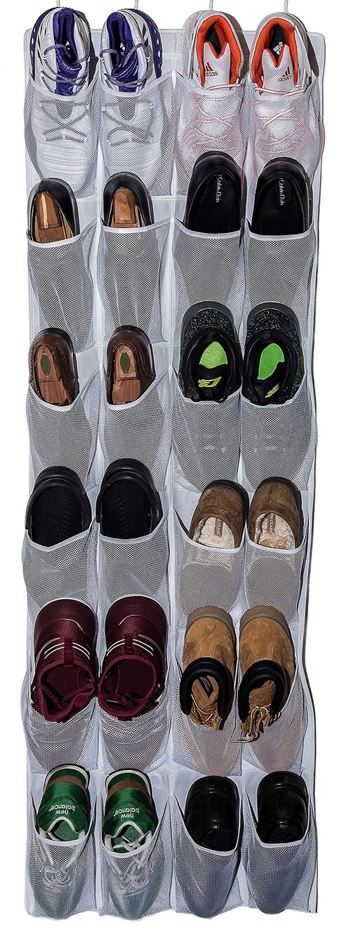 Roomganize Large Shoe Organizer, Sneaker Rack, for Men&#39;s Big Shoes (White)