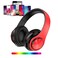 LFGKeng Wireless Bluetooth Headphones with Colorful LED Lights, Built-in Mic, Light Weight, Foldable, Wired HiFi Stereo Headphones for Classroom/Home Office/PC/Mobile Phone/Kids Adult (Red Black)