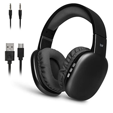 iJoy Ultra Wireless Headphones with Microphone- Rechargeable Over Ear Wireless Bluetooth Headphones with 10Hr Playtime, SD Slot, Backup Wire- Soft Cushion Wireless Headset with Mic (Black)