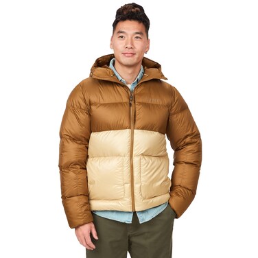 MARMOT Men&rsquo;s Guides Down Hoody Jacket   700 Fill Down-Insulated, Water-Resistant, Lightweight Puffer Coat, Hazel/Light Oak, X-Large
