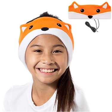 CozyPhones Kids Headphones Volume Limited with Thin Speakers &amp; Super Soft Fleece Headband - Perfect Toddlers &amp; Children's Earphones for Home, School &amp; Travel - Fox