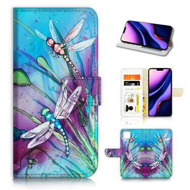 for iPhone 11 Pro, Designed Flip Wallet Phone Case Cover, A21094 Art Dragonfly