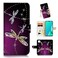 for iPhone 11, Fancy Art Wallet Flip Phone Case Cover, A23011 Purple Dragonfly 23011