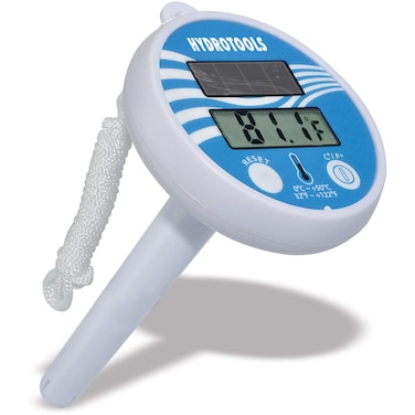 SWIMLINE HYDROTOOLS Solar Powered Digital LCD Thermometer Large Floating Easy Read For Water Temperature Shatter Resistant With String For Outdoor And Indoor Swimming Pools Spas Ponds Bathtubs