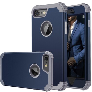 Fingic for iPhone 6 Case,for iPhone 6s Case,Full-Body Cover 3 in 1 Hybrid Hard PC &amp;Soft Silicone Heavy Duty Rugged Bumper Shockproof Protective Phone Case for for iPhone 6/6S (4.7 inch),Navy Blue+Gray
