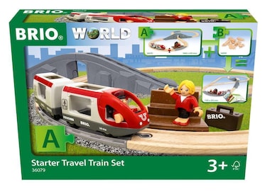 BRIO World &ndash; 36079 Starter Travel Train Set   22-Piece Wooden Toy Train Set for Kids Aged 3 Years Up