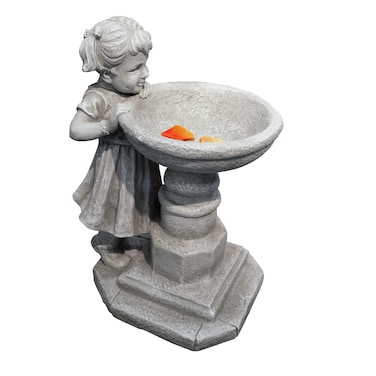 Design Toscano Georgina's Garden Gaze Child at Birdbath Statue
