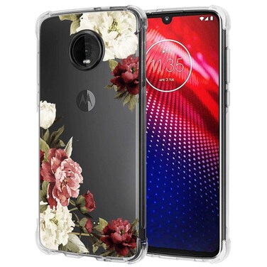 Vavies Case for Moto Z4 / Moto Z4 Play/Motorola Z4 Phone Case for Girls Women, Slim Shockproof Clear Pattern Soft Flexible TPU Back Phone Protective Cover Cases for Motorola Moto Z4 (Blossom Flower)