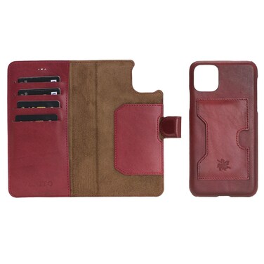 Venito Florence Leather Wallet Phone Case Compatible with iPhone 12 Pro Max (6.7 inch) - Extra Secure with RFID Blocking - Detachable Phone Wallet (Burnt Red)