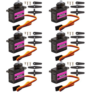 CenryKay MG90S Servo, Helicopter QC Module 9G Servo Motor Metal Gear Micro Servo Motor Smart Robot Helicopter Plane Boat for Arduino Raspberry Pi Project(6PCS)