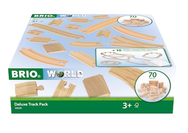 BRIO 36030 World Deluxe Track Pack - 70 Piece Wooden Train Set for Children 3 Years and Up   FSC-Certified Beech Wood   Compatible with All BRIO Railway Sets &amp; Accessories   Ideal for Creative Play