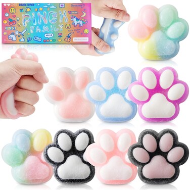 8Pcs Taba Squishy Cat Paw Squeeze Toys, Squishy Fidget Toy, Kawaii Squishies Sensory Toys, Pinch Family Squishy Toys, Cat Paws Mochi Toys,Stress Relief for Party Favors,Novelty Things for Adults Kids