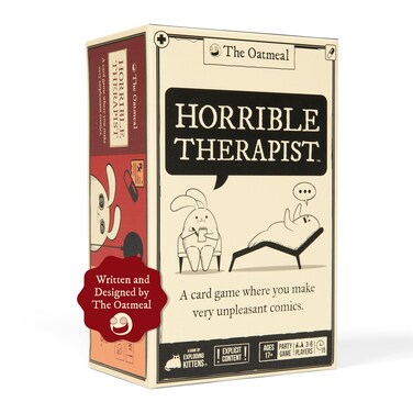 Exploding Kittens Horrible Therapist: Extra Horrible Edition 3-8 Players - Ages 17+ - 15 Minutes to Play - Comic Building Game - Party Game, Family Game Night, Card Game, White