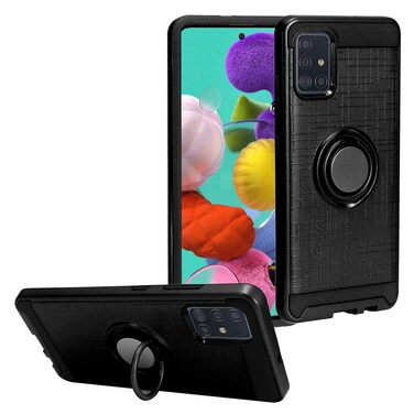CELZEN - for Samsung Galaxy A51 (4G Model ONLY) SM-A515 - Phone Case w/Ring Stand - RS2 Black