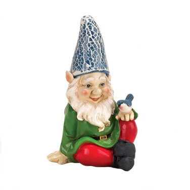 Accent Plus Eastwind Gifts 10016215 Cheery Gnome Solar Garden Statue