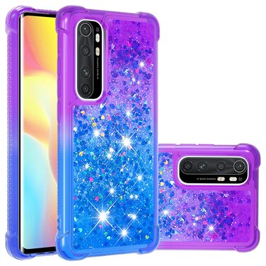 CCSmall Compatible for Xiaomi Mi Note 10 Lite Glitter Cute Case,Gradient Quicksand Bling Sparkle Flowing Liquid Floating Rhinestone Phone Cover Case for Xiaomi Mi Note 10 Lite,YBLS Purple Navy
