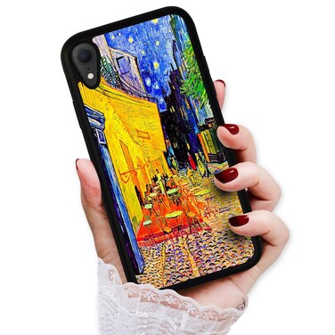 for iPhone Xs, iPhone X, Art Design Soft Back Case Phone Cover, HOT12034 Van Gogh Cafe Terrace at Night 12034