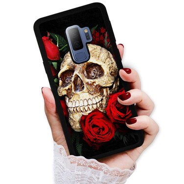 for Samsung S9+, Galaxy S9 Plus, Art Design Soft Back Case Phone Cover, HOT12455 Sugar Skull Rose