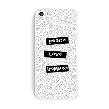 Graphics and More Peace Love Trombone Protective Skin Sticker Case for Apple iPhone 5C - Set of 2 - Non-Retail Packaging - Opaque