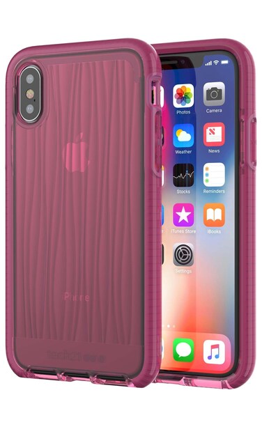 tech21 Evo Wave Phone Case for Apple iPhone X and Xs with 10 Foot Drop Protection, Burgundy