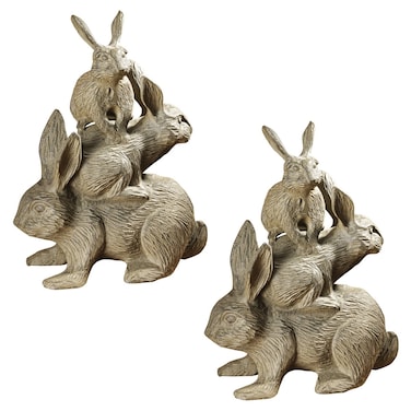 Design Toscano Bunched Bunnies Cast Iron Statue, Bronze