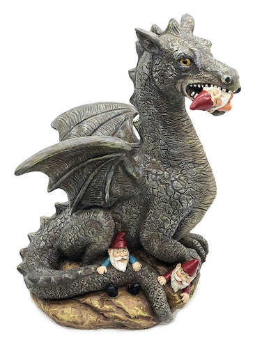 FICITI The Great Garden Gnome Massacre, Angry Dragon Eating Gnomes, 10 Inches Tall&hellip;