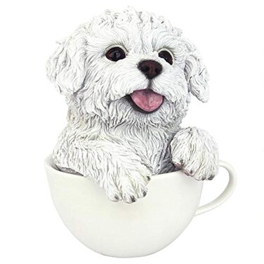 Design Toscano Puppuccino Puppy Collectible Dog Statue: White Maltese