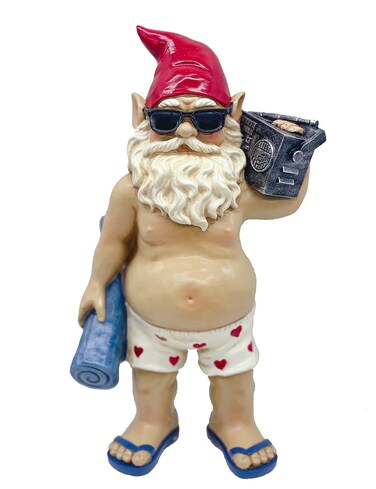 FICITI Beach Vacation Gnome Tropical Party Gnome, Funny Lawn Gnome Statue - 10 inches