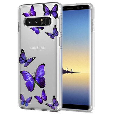 Vavies Case for Galaxy Note 8, Samsung Note 8 Case for Girls Women, Slim Shockproof Clear Pattern Soft Flexible TPU Back Phone Protective Cover Cases for Samsung Galaxy Note 8 (Purple Butterfly)